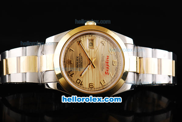 Rolex Datejust II Oyster Perpetual Automatic Movement Two Tone with Gold Bezel-Gold Dial and Gold Numeral Markers - Click Image to Close